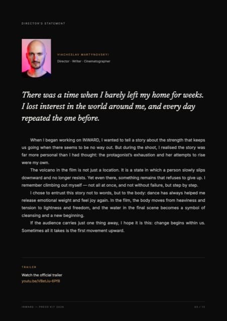 Press kit page 3: Director’s Statement