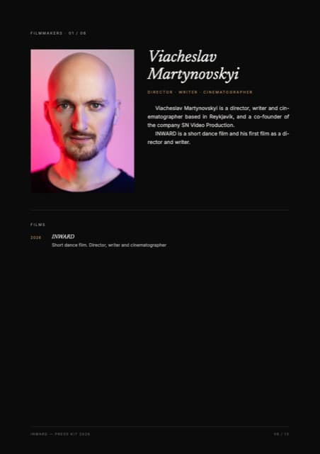 Press kit page 6: Viacheslav Martynovskyi