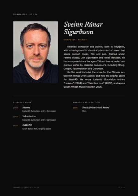 Press kit page 10: Sveinn Rúnar Sigurðsson