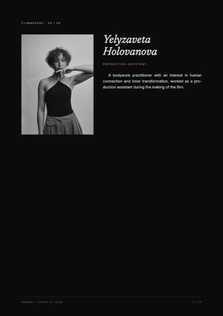 Press kit page 11: Yelyzaveta Holovanova