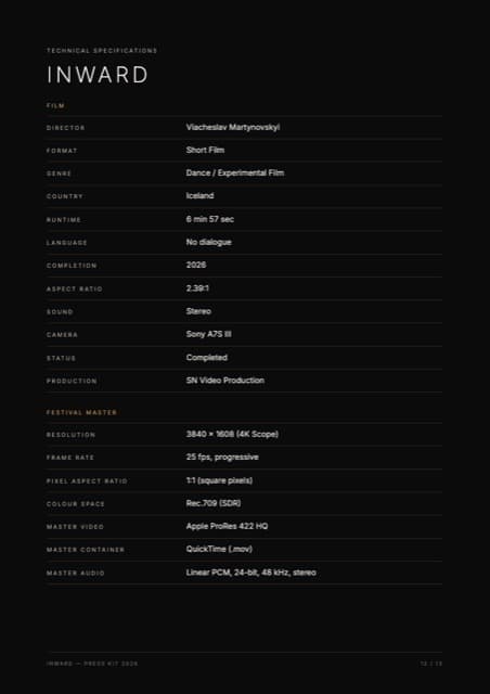 Press kit page 12: Technical Specifications